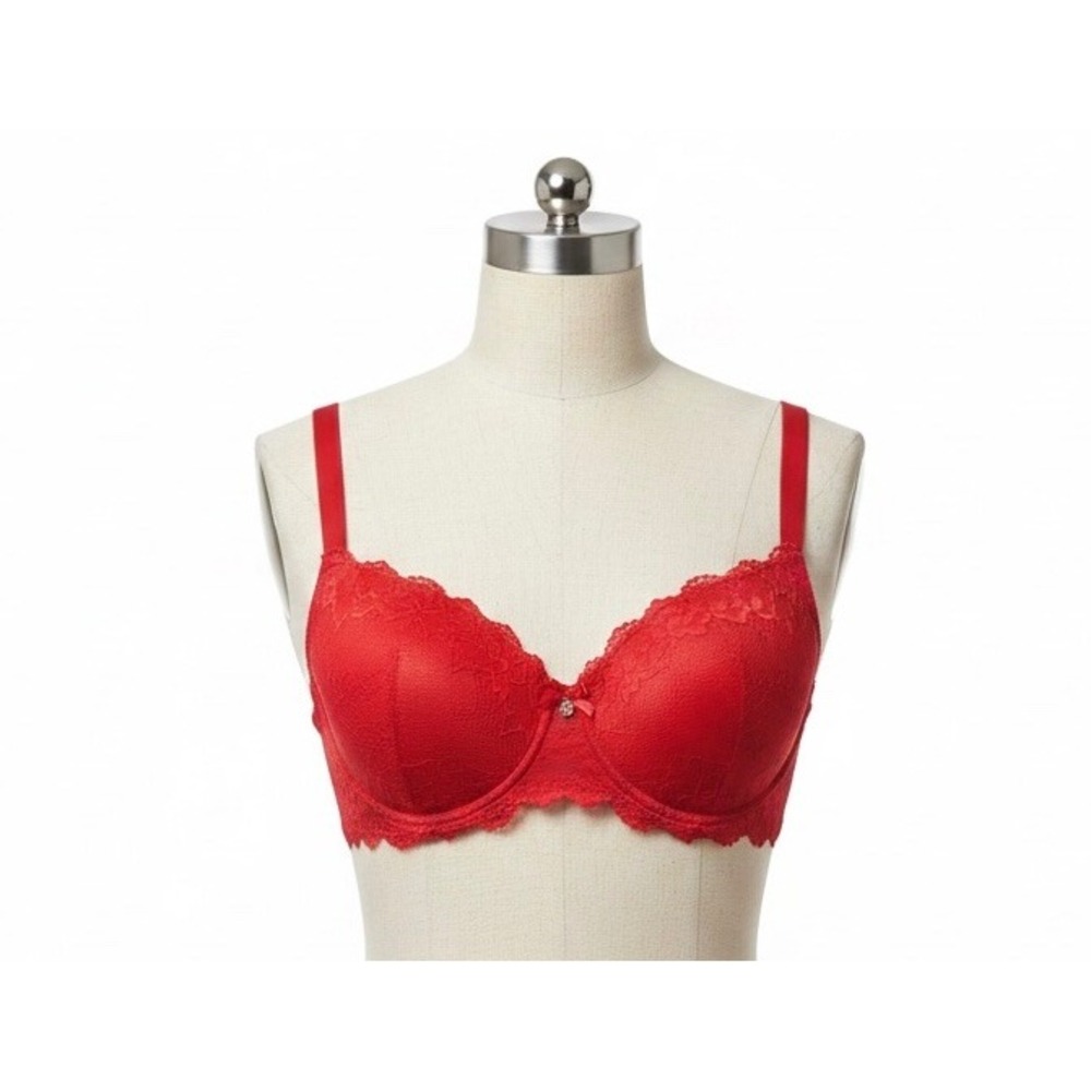 Daisy Fuentes Red Lace‎ Trim Underwire Bra Size 42D